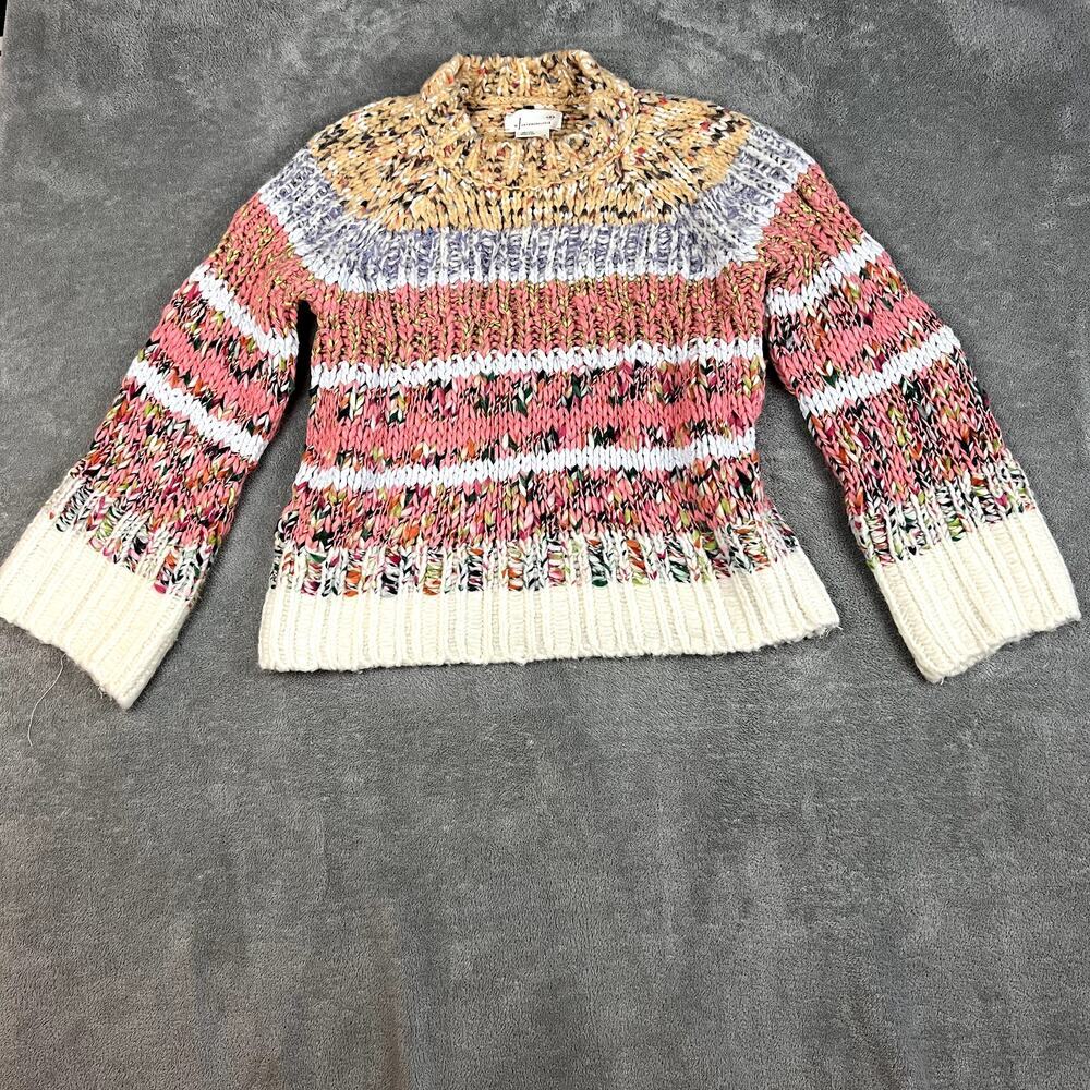 Anthropologie Kahlo Sweater Womens S Chunky Knit Alpaca Wool Rainbow Bell Sleeve
